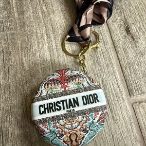 Christian Dior mirror  Keychain with Scarf Accent